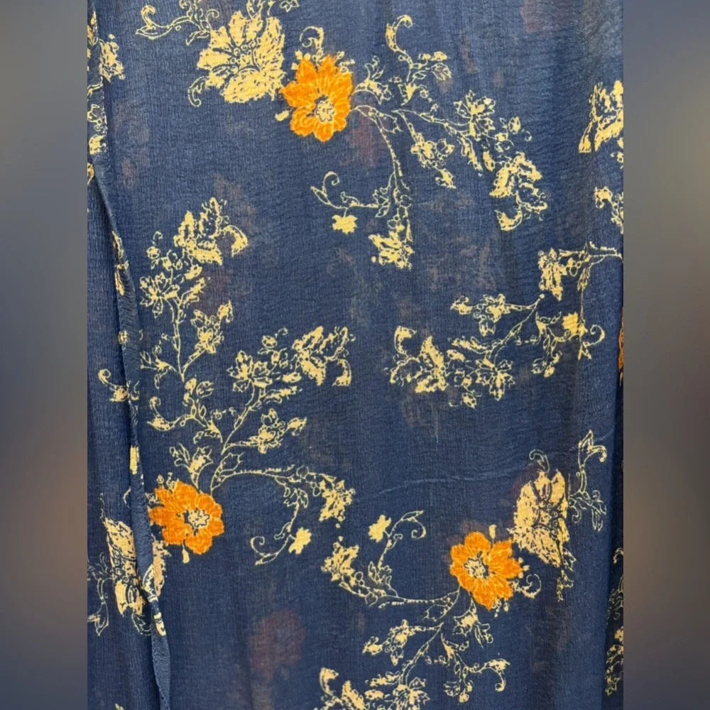 Free People “Sunsetter” Blue floral ruffle sheer mini dress, size Medium 🦋 - Picture 8 of 11